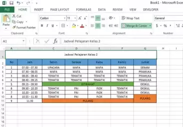 Kursus Komputer Anak SD, Excel, Jadwal Pelajaran