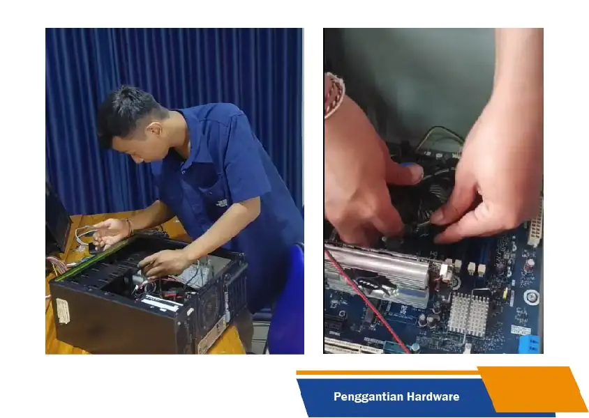 Proses mengganti komponen perangkat keras komputer yang rusak atau bermasalah.