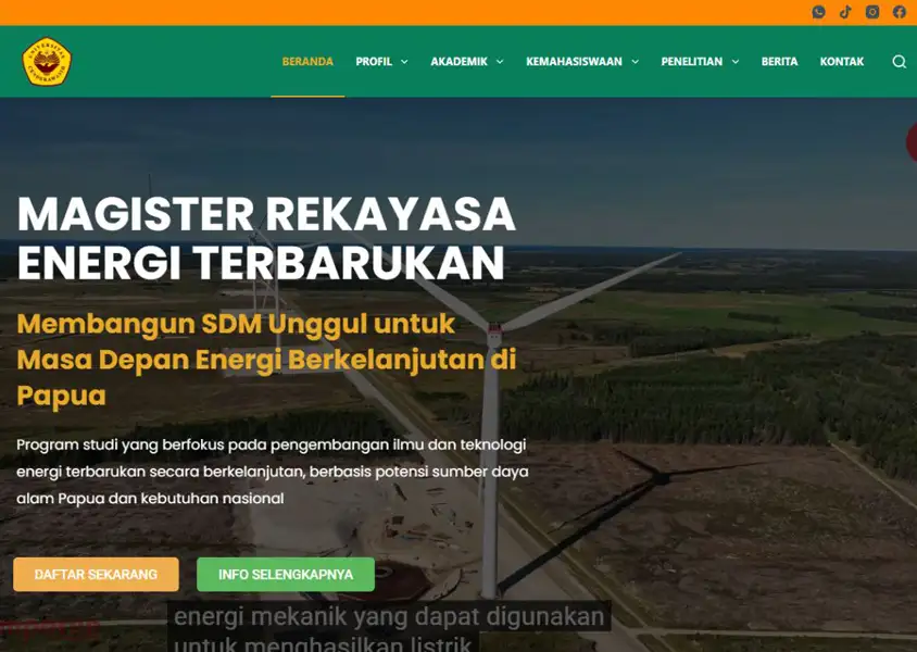 Tugas Akhir Website Magister Rekayasa Energi Terbarukan Tugas akhir pembuatan website Magister Rekayasa Energi Terbarukan menggunakan CMS WordPress oleh Khabib Irsyad Saputra