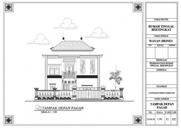 Gambar Tampak Depan Pagar dengan Autocad