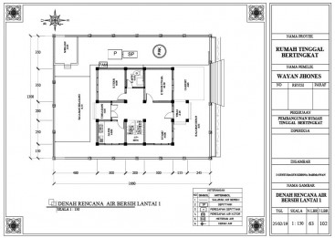 Denah Rencana Air Bersih dengan AutoCAD