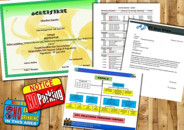 Kursus Word, Teknik membuat surat, sertifikat, struktur Organisasi dan notice